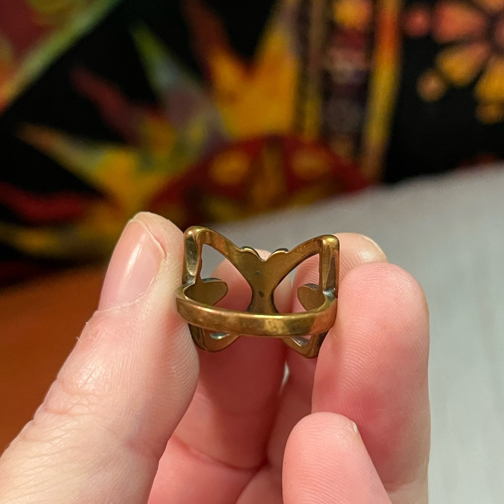 VTG Cottagecore Butterfly Copper Tone Metal Costume Jewelry Size 6 1/2 Ring - Picture 5 of 7